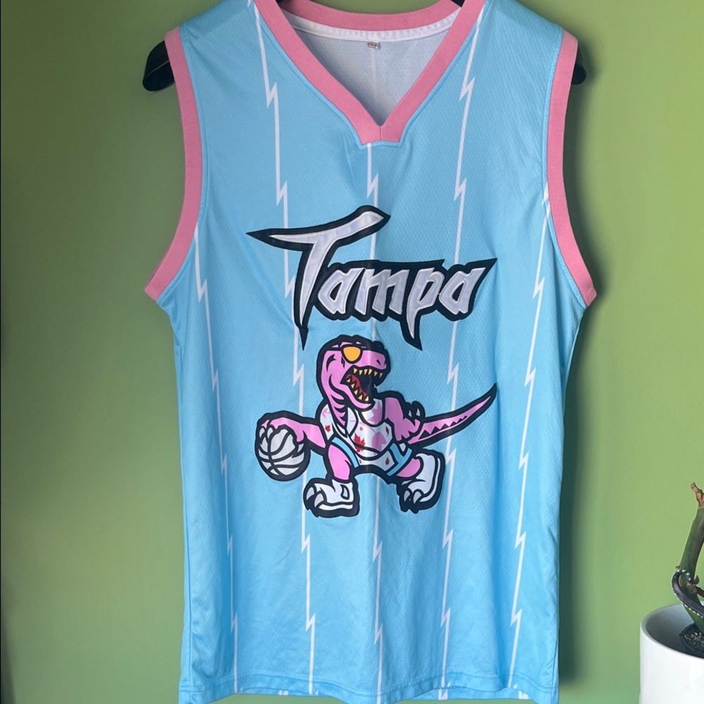 Tampa Light Blue & Pink Sleeveless Basketball Jersey